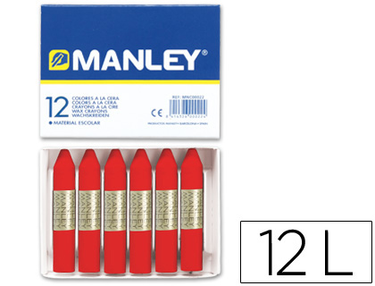 12 lápices cera blanda Manley unicolor rojo escarlata nº9